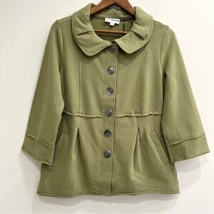 Neon Buddha paint the sky jacket Olive green size artsy Lagenlook quirky small